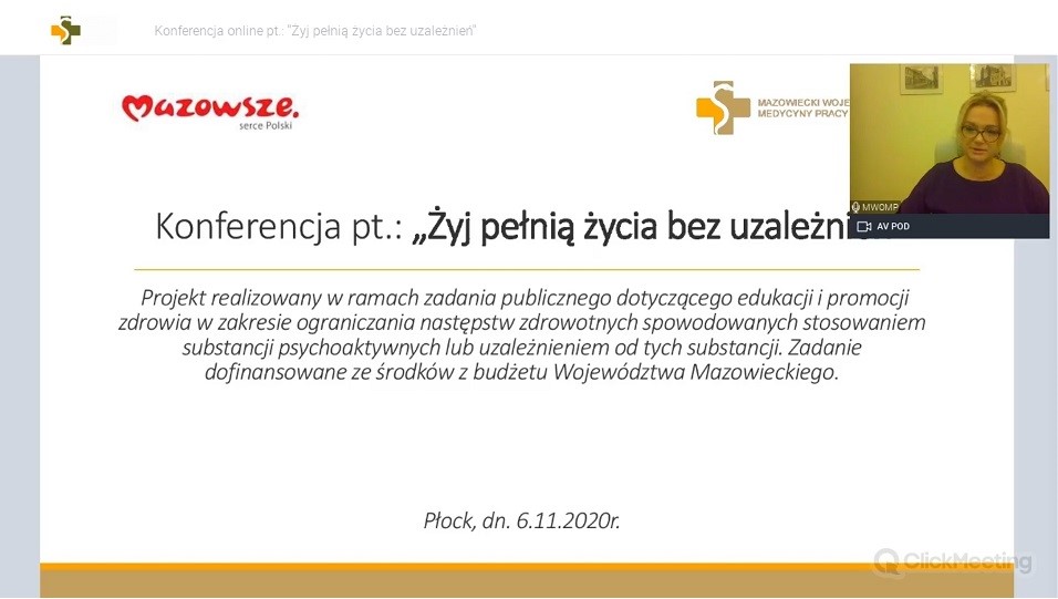 zrzut ekranu wykonany podczas konferencji online; w prawym górnym roku dyrektor Agnieszka Sulkowska