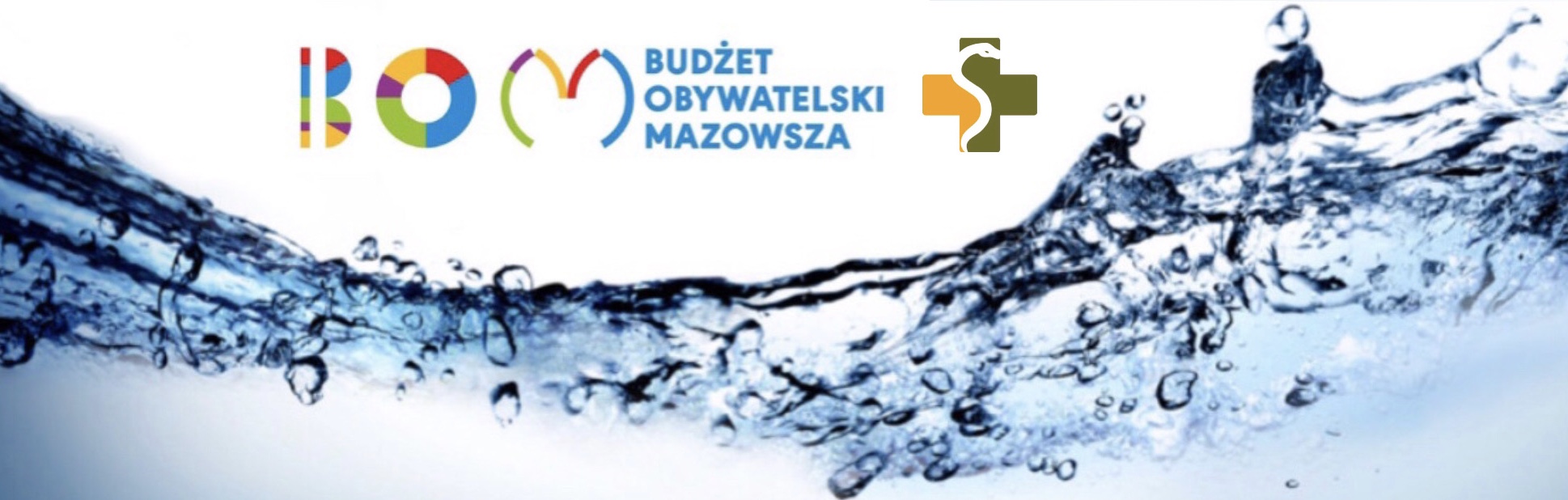 Grafika: woda a na górze logo budżetu obywatelskiego mazowisza i MWOMP
